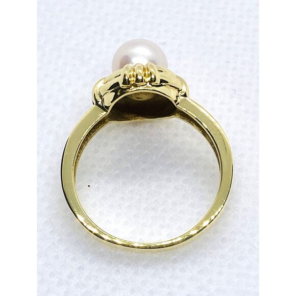 Tiffany & Co 18K 750 Yellow Gold Pearl Ring 6.2mm Akoya Pearl - Picture 6 of 8
